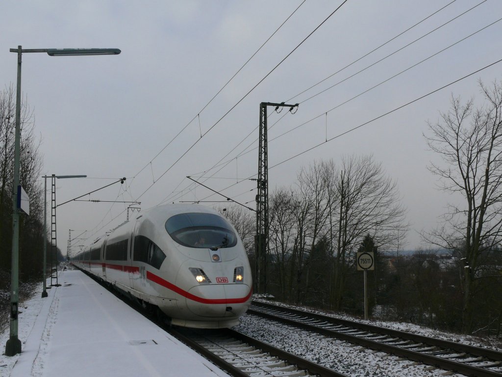 ICE  Baden Baden  und  Westerland (Sylt)  hier in Freiburg St.Georgen auf der Fahrt von Basel SBB nach Kln Hbf. 7.1.10
