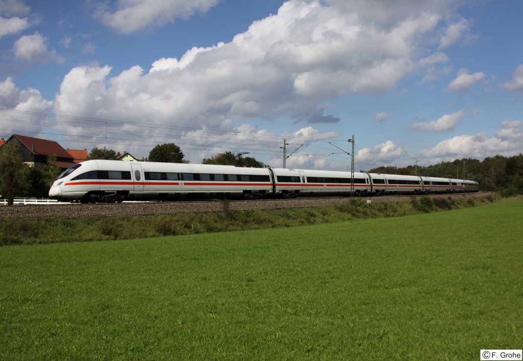 ICE-T 411 1108  Berlin  und 415 1502  Karlsruhe  als ICE 23 Dortmund - Wien, KBS 880 Nrnberg - Passau, fotografiert bei Edlhausen am 18.09.2010