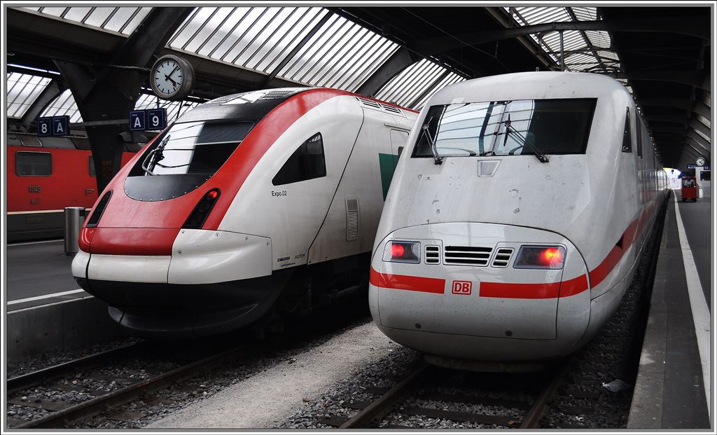 ICN  Expo 02  und ein ICE 1 in Z�rich HB. (08.03.2013)