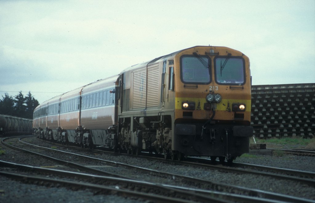 IERLAND sep 2001 THURLES LOC 213 oranje met personen trein