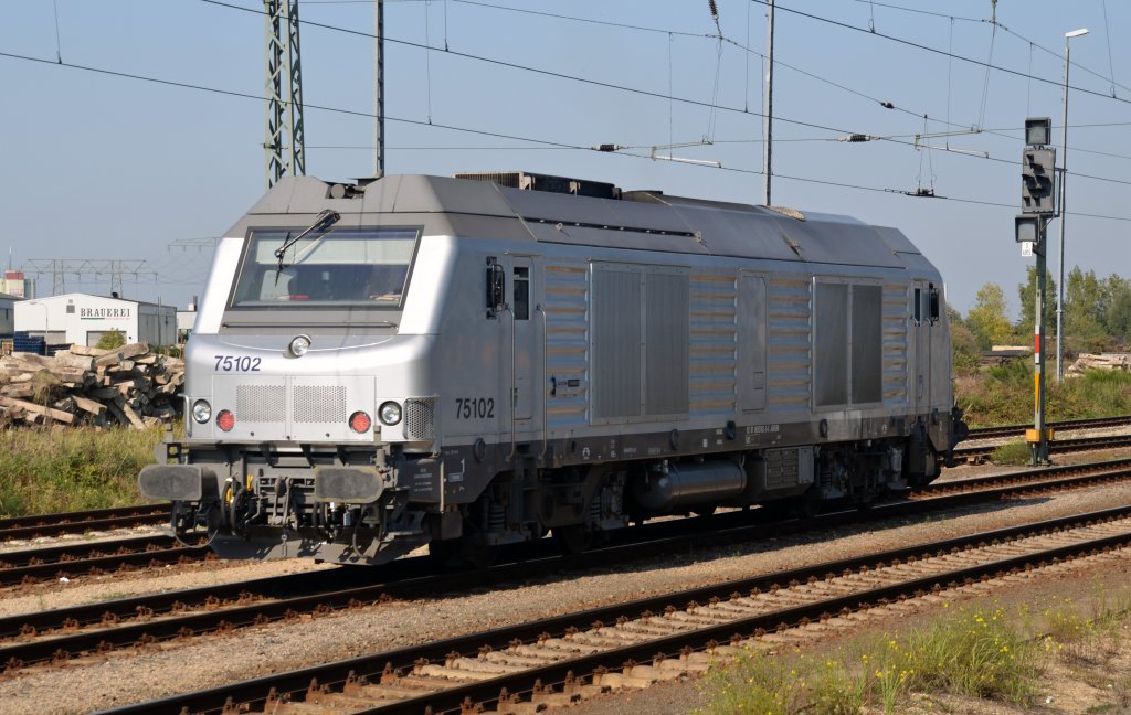 Im Bahnhof Bitterfeld stand am 25.09.11 dieses Dieselfretchen. Kurz nach der Aufnahme verschwand sie im Gelnde der RBB.