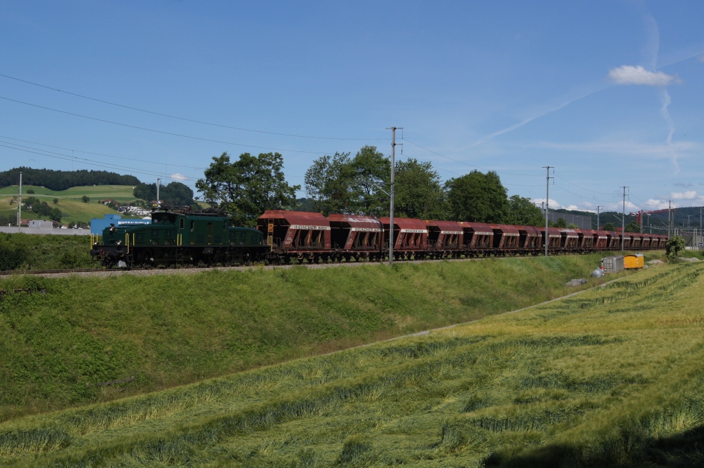In Eglisau wurde der Zug umfahren, was mir die Gelegenheit gab, zum Bahnhof zurck und unter den Gleisen hindurch zu rennen, um dann rechtzeitig bei der Weiterfahrt des Zuges wieder bereit zu sein. (Eglisau, 14.6.12)