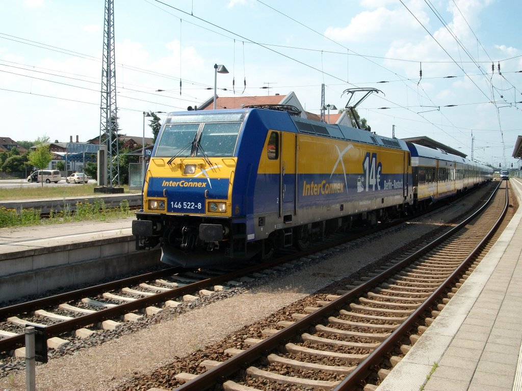 InterConnex Warnemnde-Leipzig mit 146 522 am 03.Juli 2010 in Gstrow.