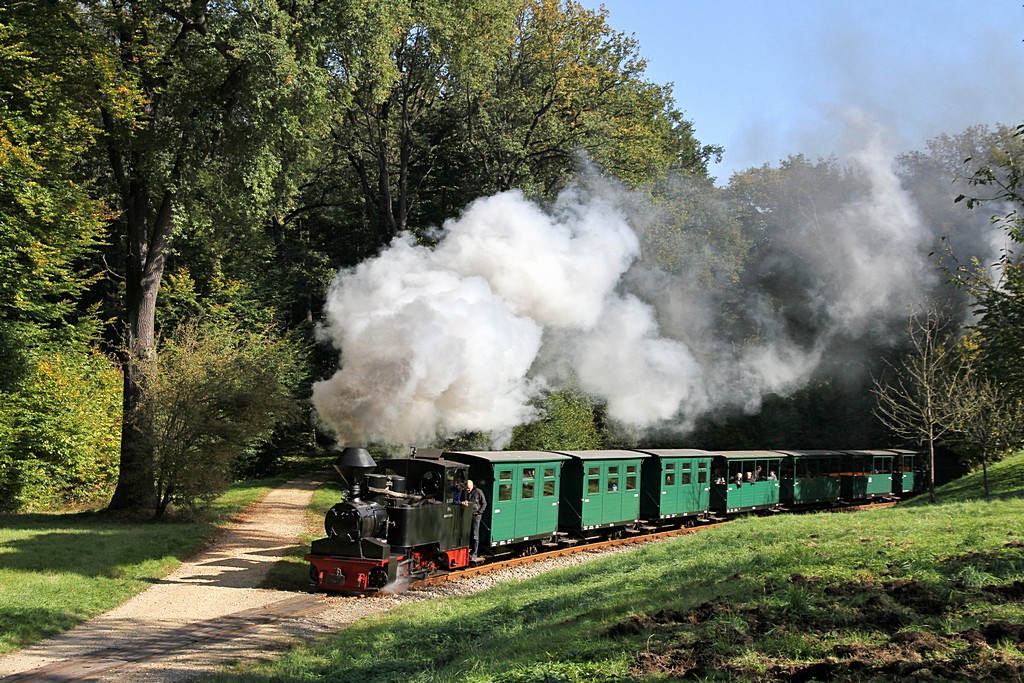 Internationales Feldbahntreffen bei der Waldeisenbahn Muskau am 12.10.2012  --  Die 99 3312  Diana  mit einem Personenzug an der Steigung in Bad Muskau  --  Weitere Fotos siehe auch in meinem http://www.Schmalspuralbum.de/ unter  Spezielle Themen > Internationale Feldbahntreffen > IFT 2012 ... 