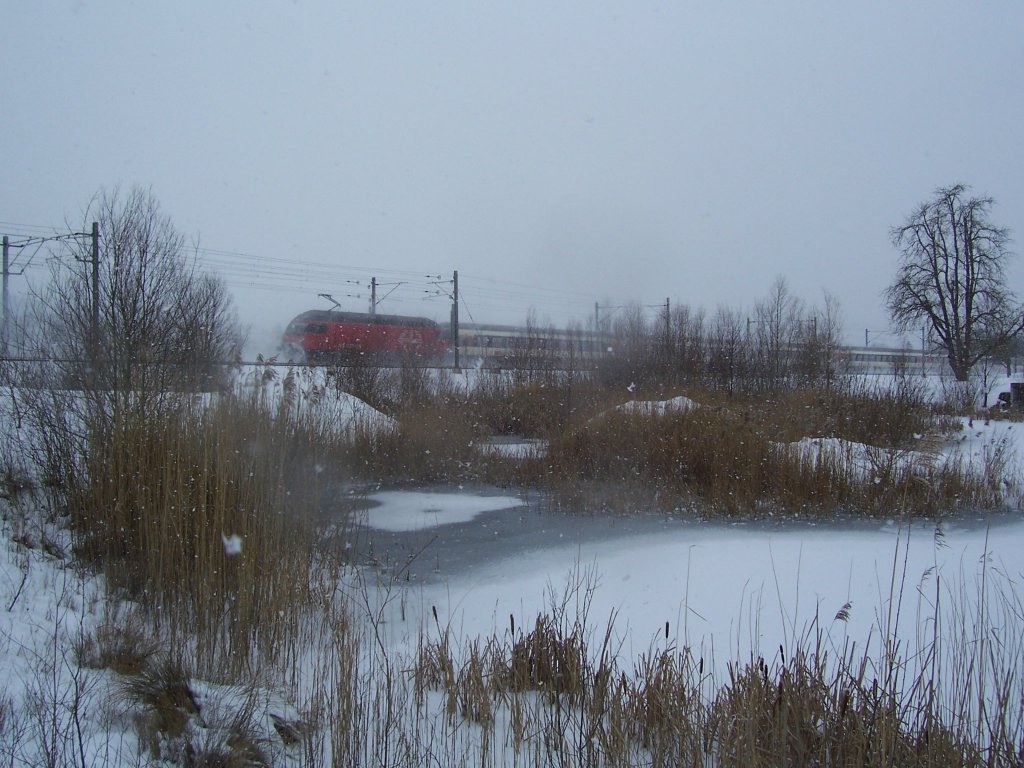 IR 9065 von Biel nach Konstanz kurz vor Durchfahrt durch Tgerwilen erreicht in wenigen Minuten seinen Zielbahnhof am 31.01.2010.