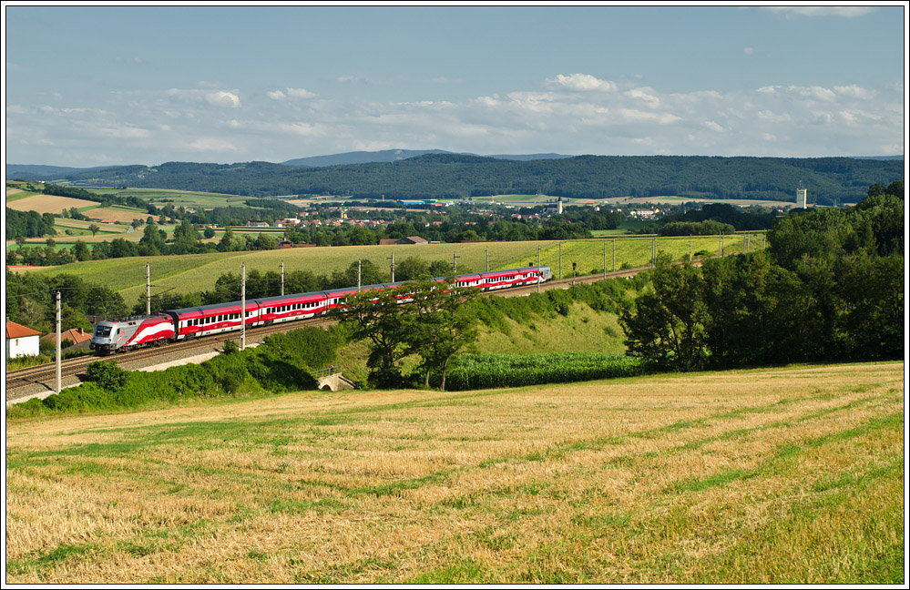 Jubilums Railjet  175 Jahre Eisenbahnen in sterreich  bei Schildberg, 13.8.2012