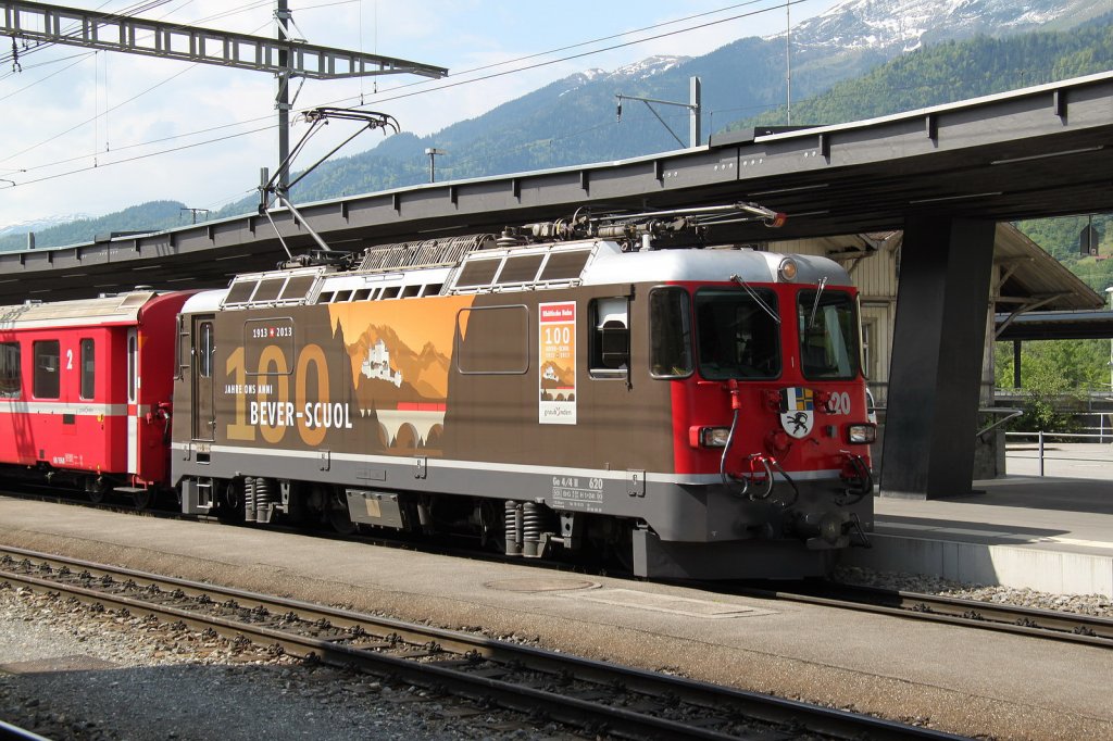 Jubilumslok Ge4/4 II 620  100 Jahre Bever-Scuol  am 28.05.13 in Landquart
