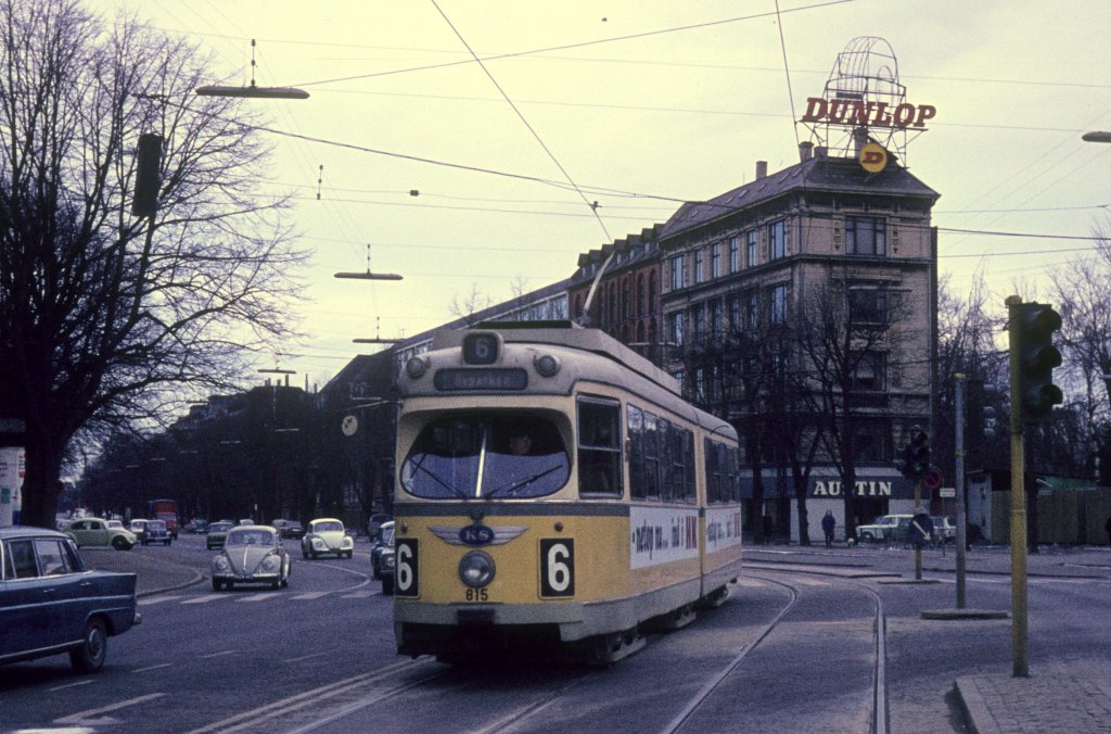 K�benhavn / Kopenhagen KS SL 6 (D�wag-GT6 815) Lille Triangel / �ster S�gade im M�rz 1969.