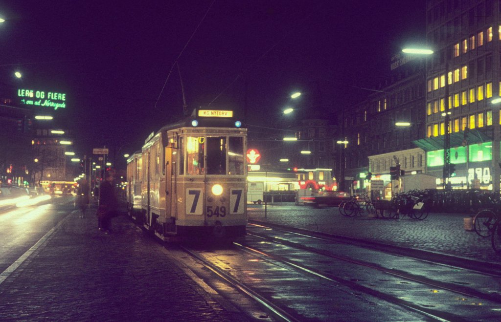 Kbenhavn / Kopenhagen KS SL 7 (Tw 549) Nrre Voldgade / Frederiksborggade / Nrreport station am 31. Mrz 1969.