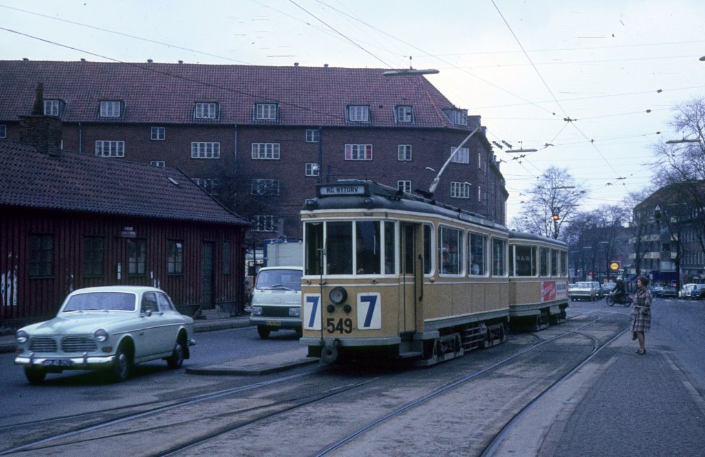 Kbenhavn / Kopenhagen KS SL 7 (Tw 549) Frederikssundsvej / Brnshj Torv am 1. April 1969.
