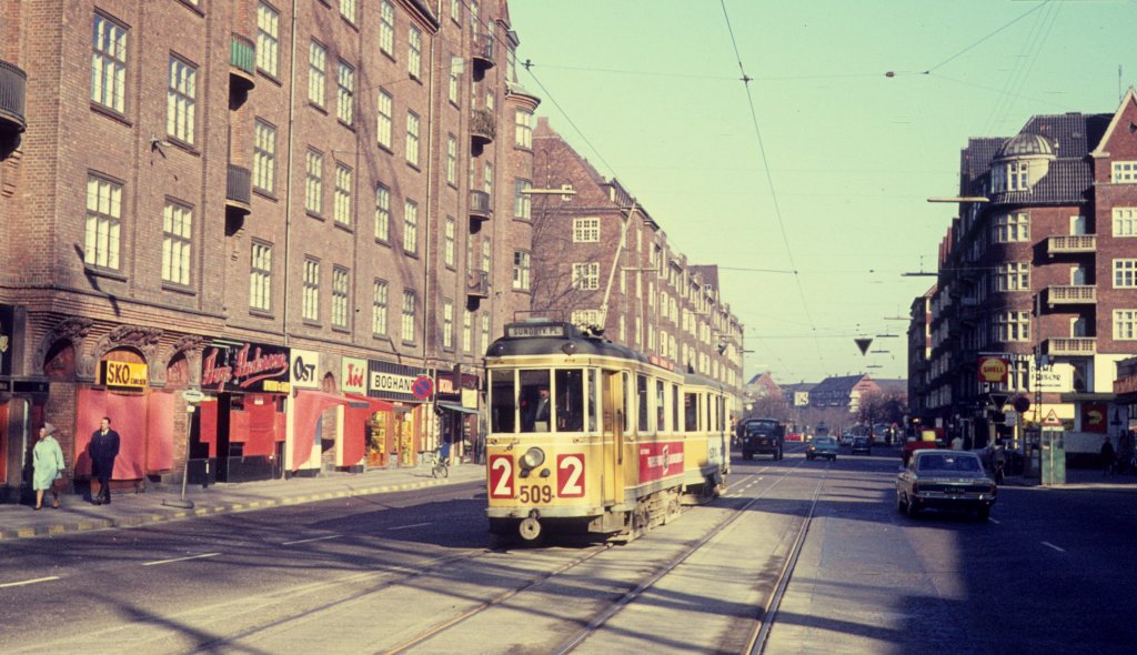 K�benhavn / Kopenhagen KS SL 2 (Tw 509) Amagerbrogade / Uplandsgade im M�rz 1969. 