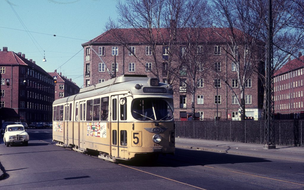 Kbenhavn / Kopenhagen KS SL 5 (Dwag-GT6 862) strigsgade / Wittenberggade / Lergravsparken am 18. Mrz 1972.