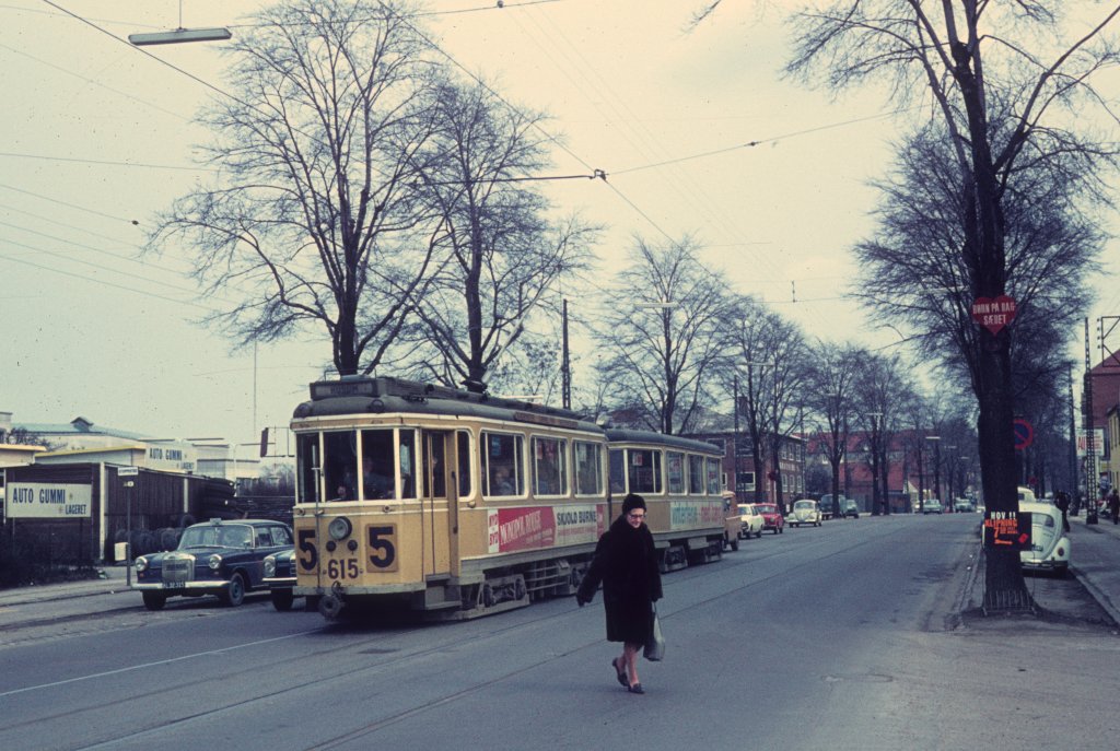 Kbenhavn / Kopenhagen KS SL 5 (Tw 615) Frederikssundsvej / Sonnerupvej am 14. Mrz 1970.