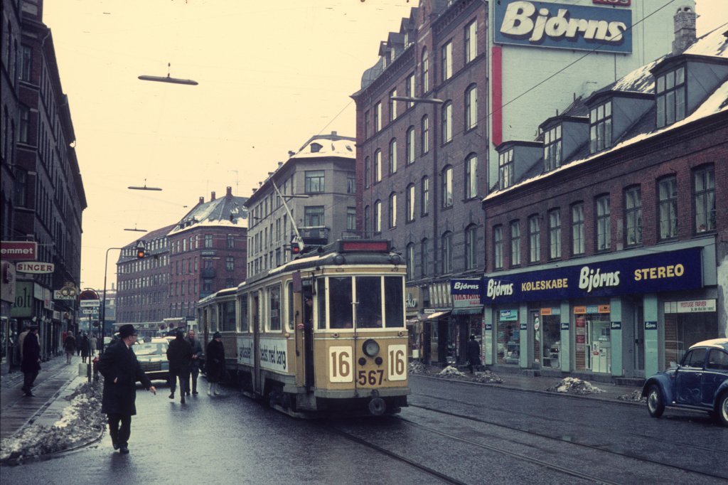 Kbenhavn / Kopenhagen KS SL 16 (Tw 567) Nrrebrogade / Esromgade am 5. April 1970.