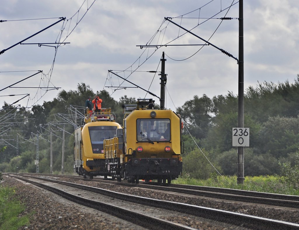 kein Routineeinsatz ist das fr 711 116 in km 236,1, Oberleitungsschaden in der Versorgungsleitung zwischen Stralsund und Miltzow am 17.09.2010