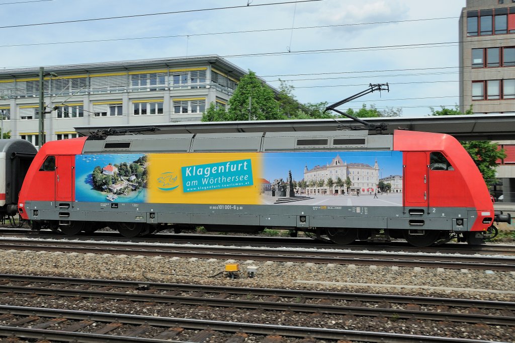 Klassisches Lokportrait in der Seitenansicht: 101 001-6  Klagenfurt . (Heimeranplatz, 11.05.2012)