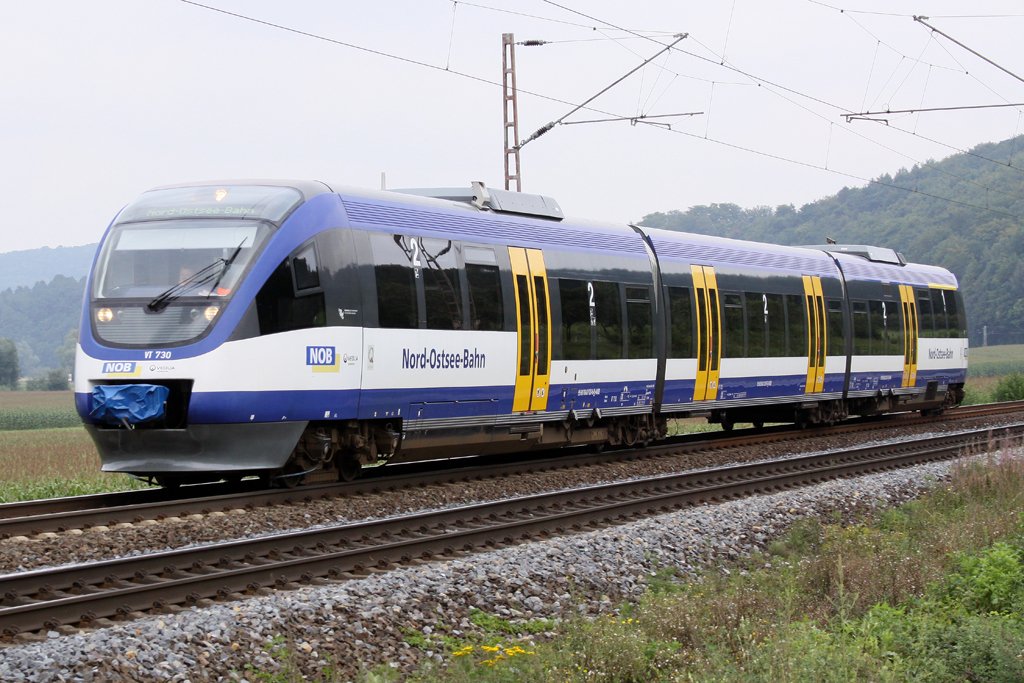 Km 75,1 VT 730 der NOB  am 30.08.12 um 15:31 
Leider fehlt ein wenig Sonne f�r diesen seltenen Gast 