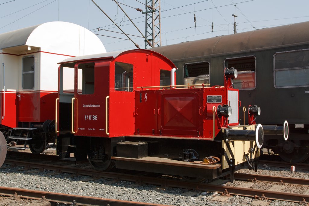 K 0188 (ex 311 188) am 23.04.2011 im Sdwestflische Eisenbahnmuseum in Siegen. Die Lok wurde 1935 bei der Maschinenfabrik Esslingen mit der Fabriknummer 4290 gebaut.