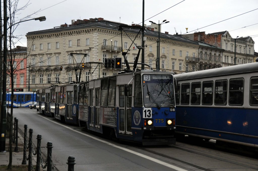 Konstal 105Na dreifahtraktion in Krakau (28.11.2011)