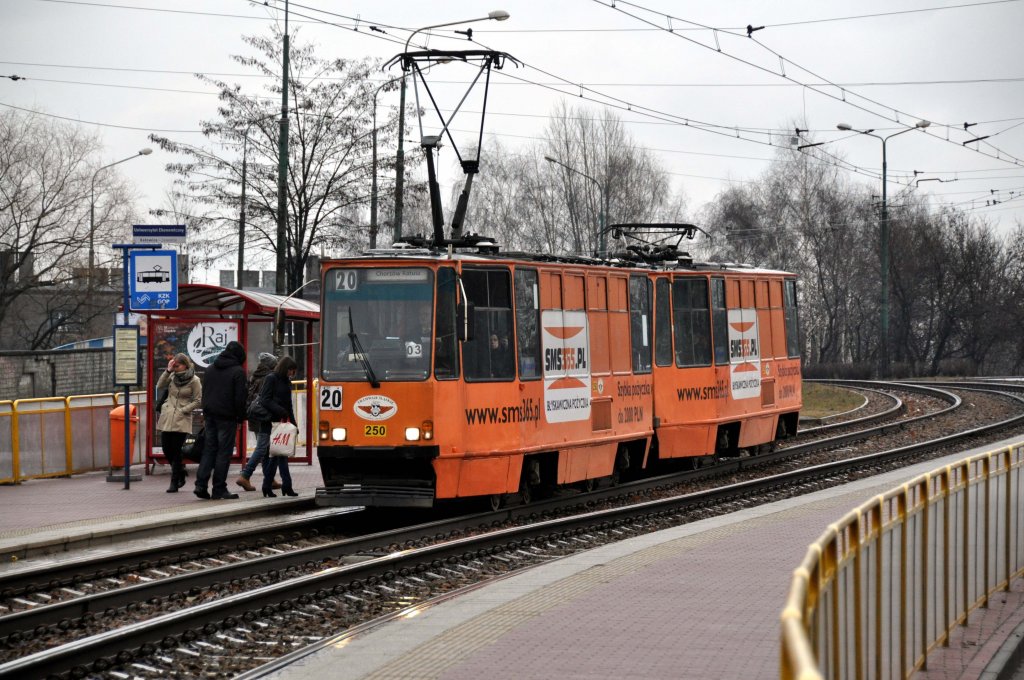 Konstal 105Na Wagen: 250 in Katowice Zawodzie (04.01.2012)