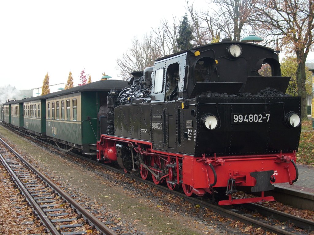 Kreuzungshalt fr 99 4802 am 14.November 2009 in Binz LB.