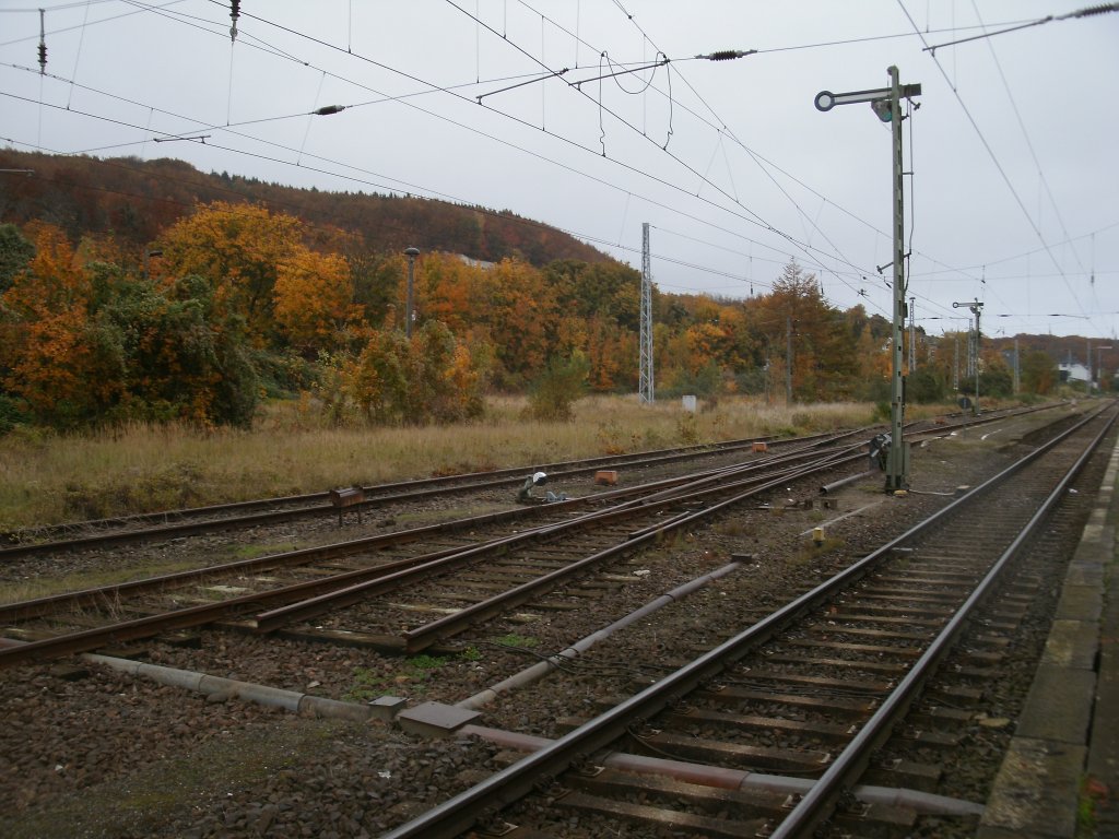 Kreuzungsweiche im Bahnhof Sassnitz ohne Funktion am 23.Oktober 2012.
