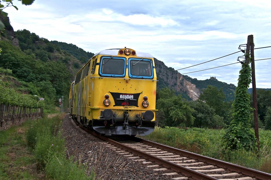 Kurz vor dem SDZ R17364 kam auch noch die ehemals blutorangenen 2043.24 der N�VOG mit dem R 6104 nach Emmersdorf an der Donau vorbei. Zwischen D�rnstein und Weissenkirchen, am 18.06.2011.