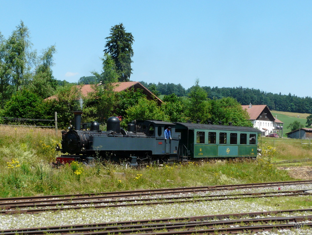 La Traction - Dampflok C.P E164 bei Rangierfahrt im Betriebsareal in Pre-Petitjean am 21.07.2013