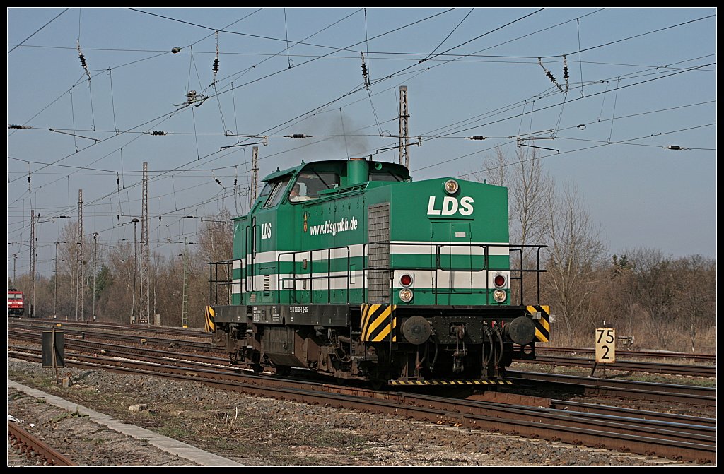 LDS 1  Gr�ne Rose  war solo unterwegs (REV LS X 14.09.13, NVR-Nummer 92 80 1293 501-3 D-LDS, ex Lokpool 12, gesehen Wustermark-Priort 25.03.2010)