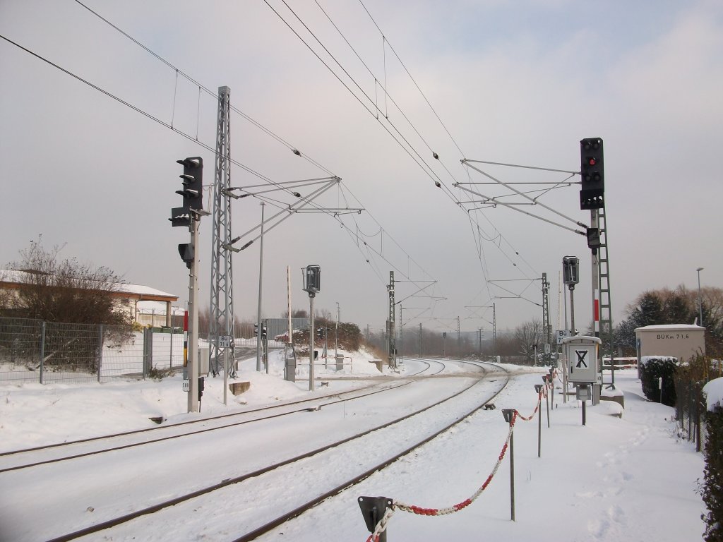 Lichtsignale in der Nhe vom Abzweig Rostock Dahlwitzhof am 04.Dezember 2010.