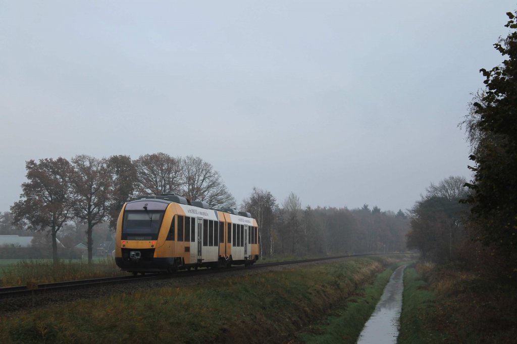 Lint nr 25 von Syntus mit Regionalzug 31241 Zutphen-Oldenzaal bei Almen am 19-11-2012.