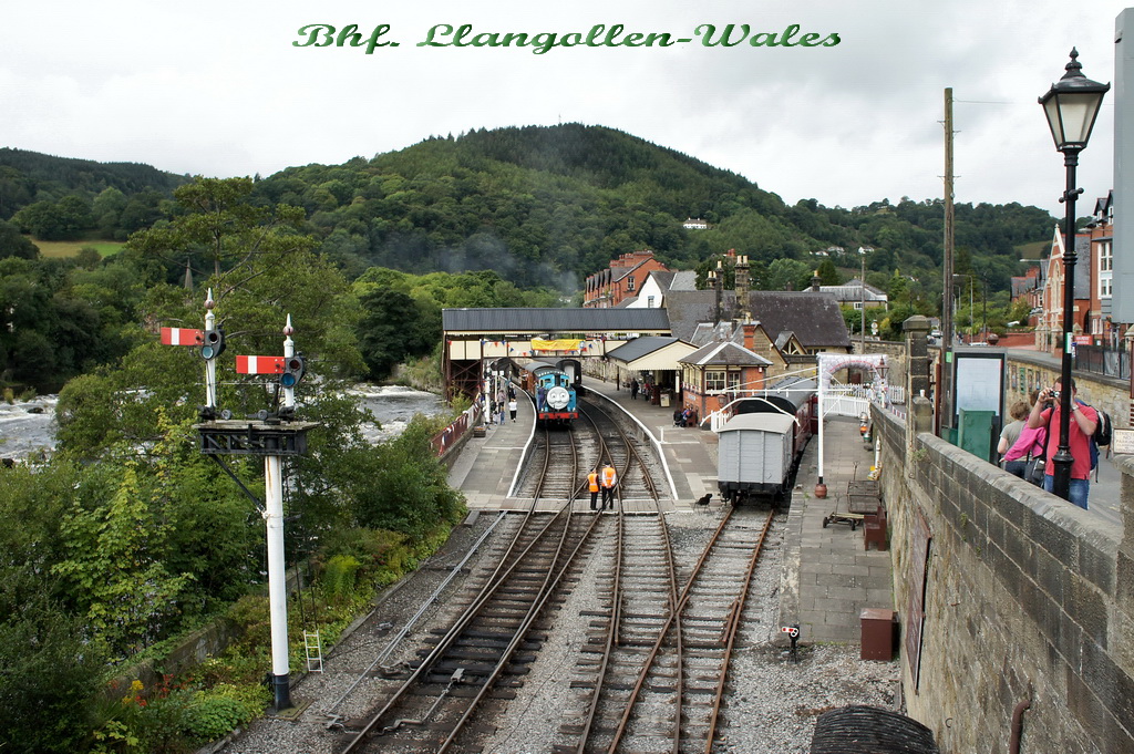 Llangollen-Wales. Blick auf das Bahnhofsgelnde am 12.8.2011.