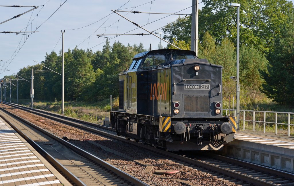 Locon 217 fuhr am 09.10.11 Lz durch Burgkemnitz Richtung Bitterfeld.