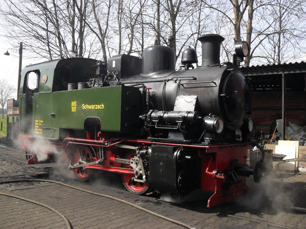 Lok 101  Schwarzach  der Selfkantbahn im BW Schierwaldenrath am 5.4.10.