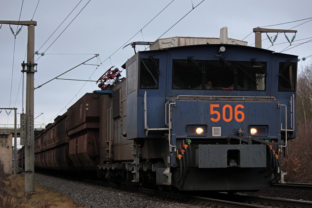 Lok 506 der Rheinbraun /RWE Power bei Kerpen Buir am 24.02.2012 