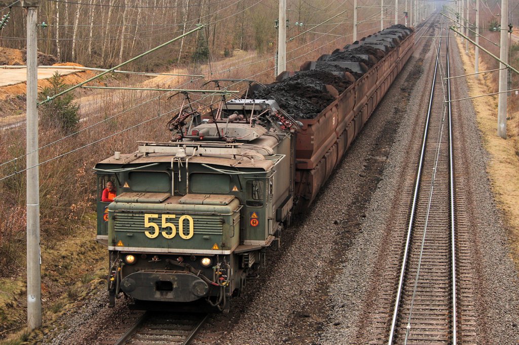 Lok 550 der Rheinbraun /RWE Power bei Kerpen Buir am 24.02.2012 