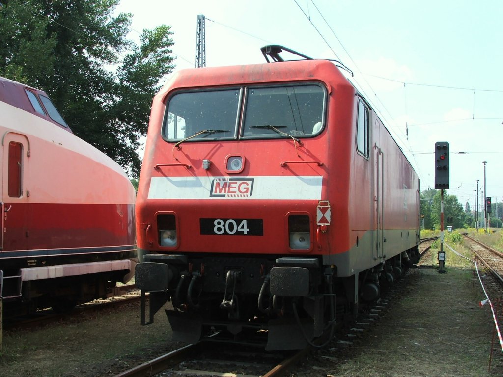 Lok 804 der MEG (ex 156 004) auf einer Ausstellung im ehem. Bw Berlin-Schneweide am 20.08.2005