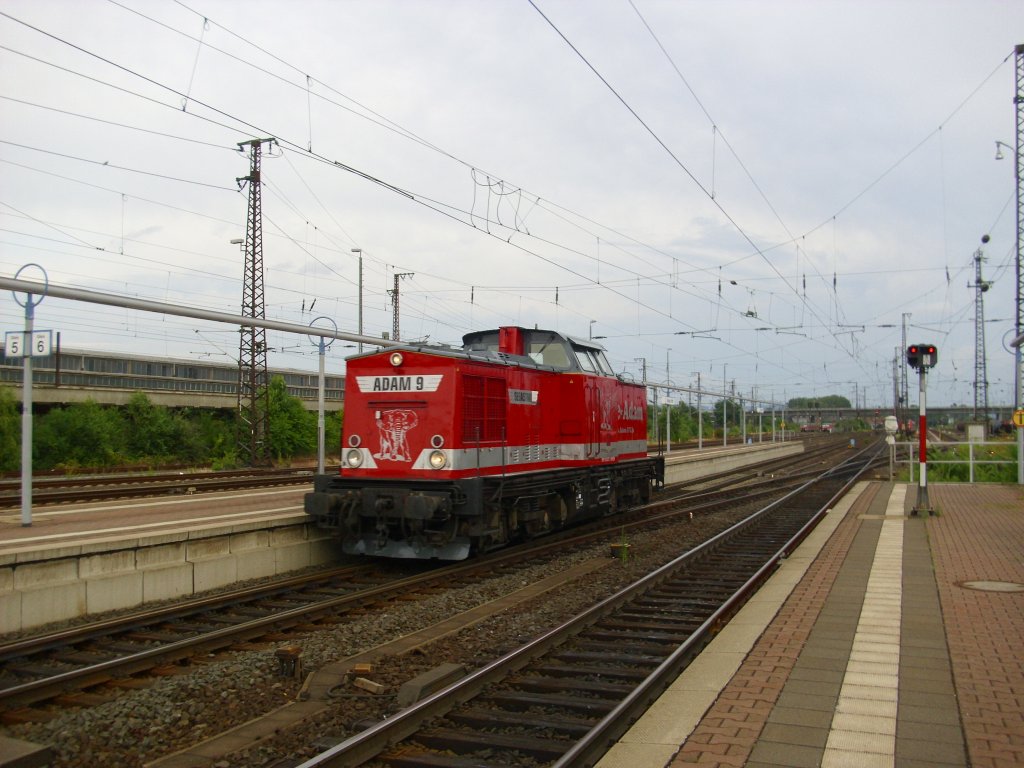 Lok 9 von Uwe Adam durchfhrt am 17. Juli 2010 den Hanauer Hbf.