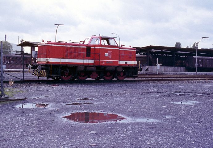 Lok D65 der RLG im Mrz1983 in Neheim-Hsten