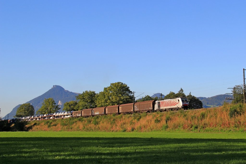 Lokomotion 186-er mit Gterzug bei Kiefersfelden. 21.09.2011