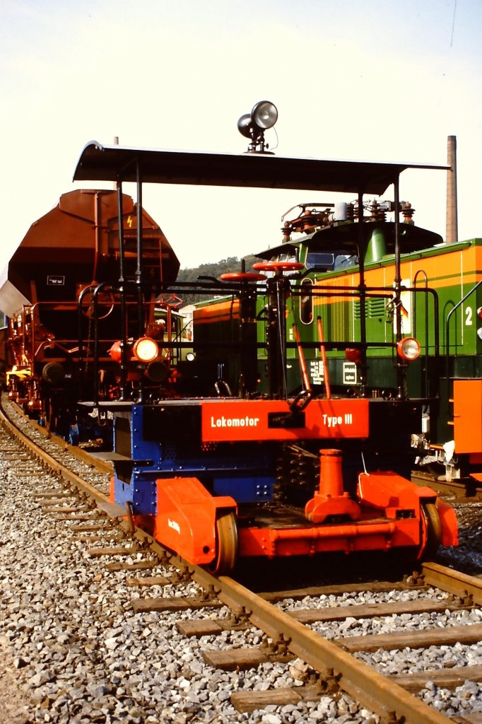 Lokomotor (Typ III) auf der Fahrzeugschau  150 Jahre deutsche Eisenbahn  vom 3. - 13. Oktober 1985 in Bochum-Dahlhausen.