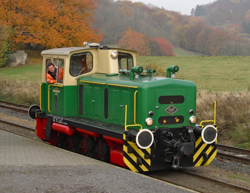 Lokportrait der BEG O&K D1. Aufgenommen am 1.11.11 in Engeln ( Brohltalbahn).