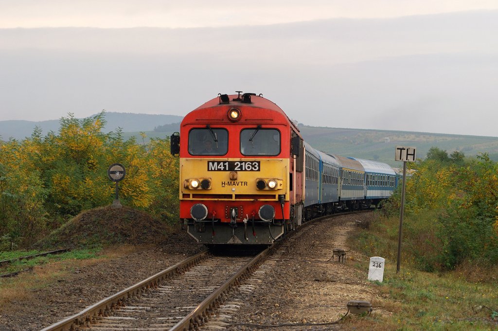 M41 2163 mit dem D 525 vor Olaszliszka-Tolcsva (12.10.2009)