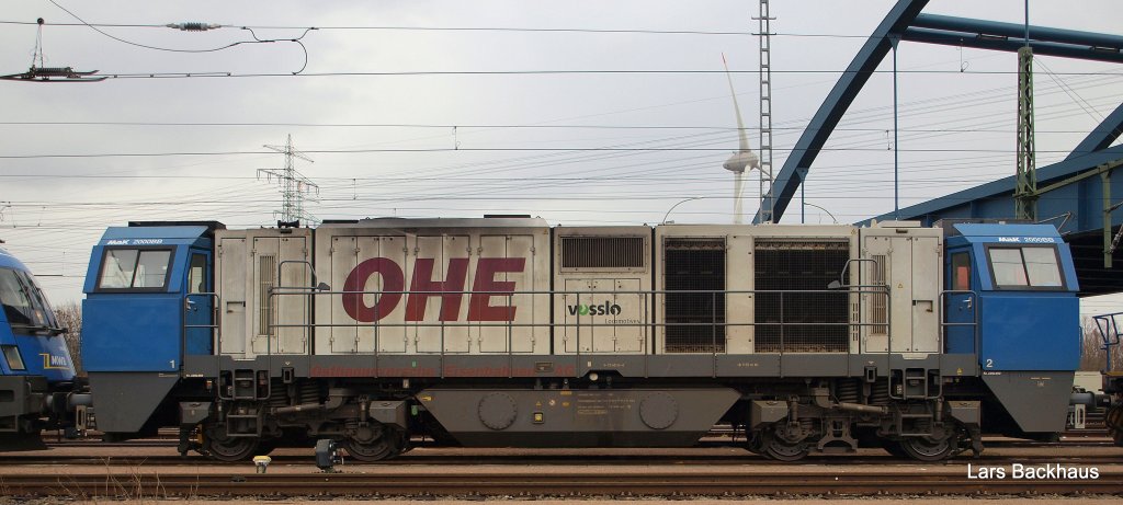 MaK G 2000 BB der OHE verweilt ihre Mittagsruhe im Rbf Alte S�derelbe unter einer Bogenbr�cke. Aufgenommen am 27.02.10.