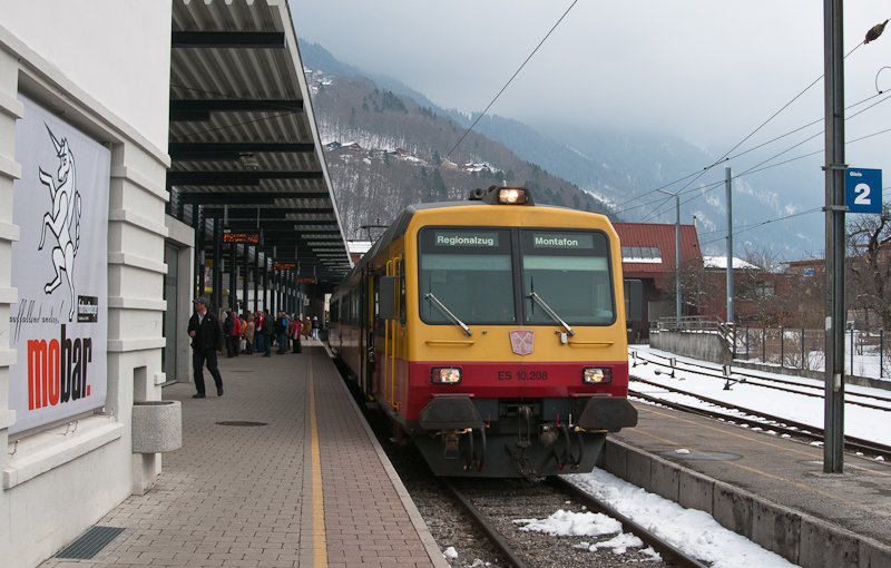MBS ET 10.208 als 8940 (Schruns - Bludenz) am 11. M�rz 2010 in Schruns.