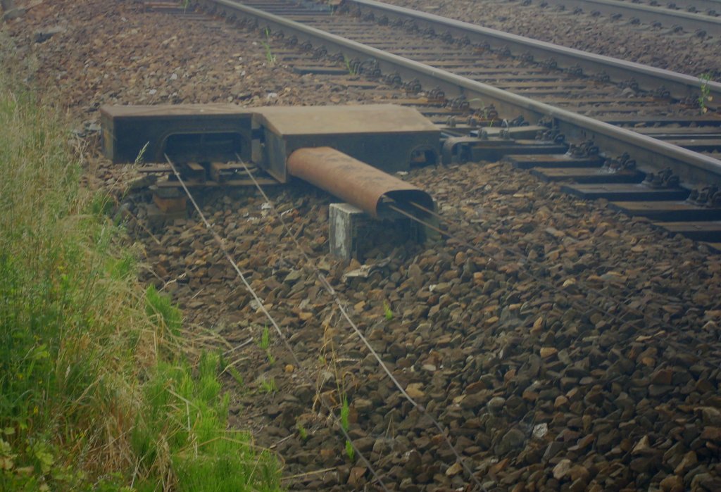 Mechanische Weiche in der Westeinfahrt des Bahnhofes Nordhausen 15.06.2013