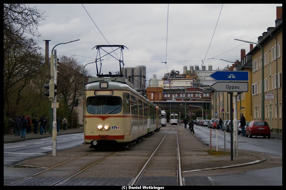 Mehrere Dwags in der Sternstrae, bei Sonderfahrt der IG Nahverkehr Rhein-Neckar, 16. Mrz 2008.