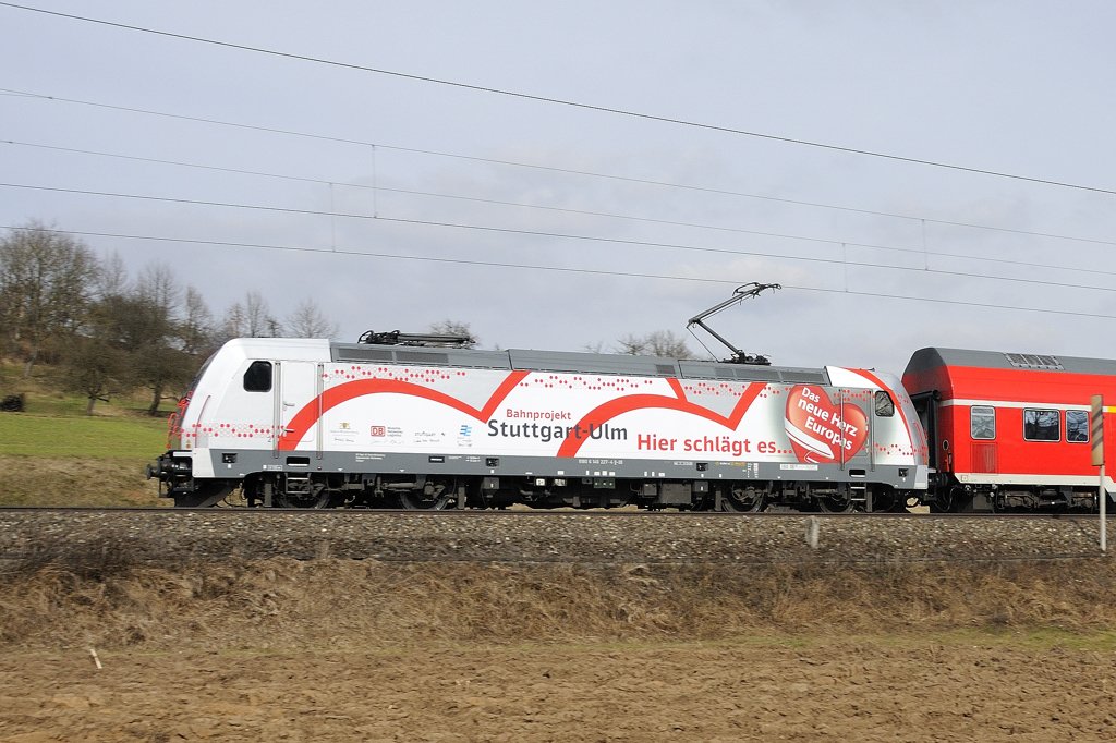 Mein 2300. Bild: 146 227-4  Stuttgart 21  im Lokportrait bei Reichenbach/Fils. (04.03.2010).