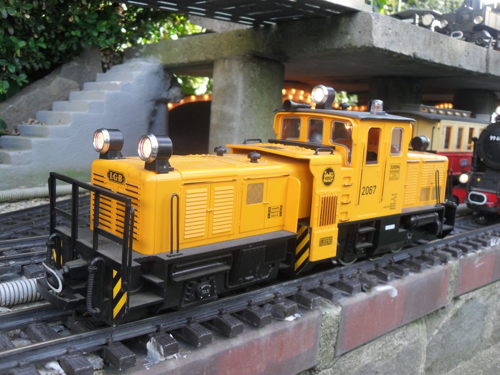 Meine Reinigungslokomotive Nr.2067 von LGB.Ich kann sie jedem Gartenbahner empfelen,denn wenn sie digital ist,macht sie die Schienen richtig gut sauber;)