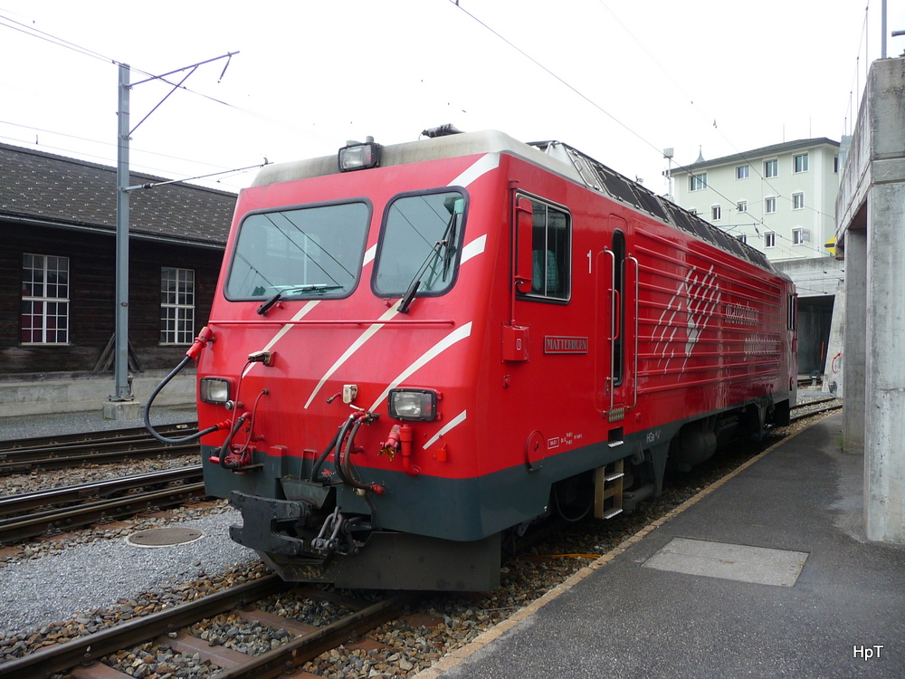 MGB - Lok HGe 4/4 1 im Bahnhof Disemntis am 17.09.2010